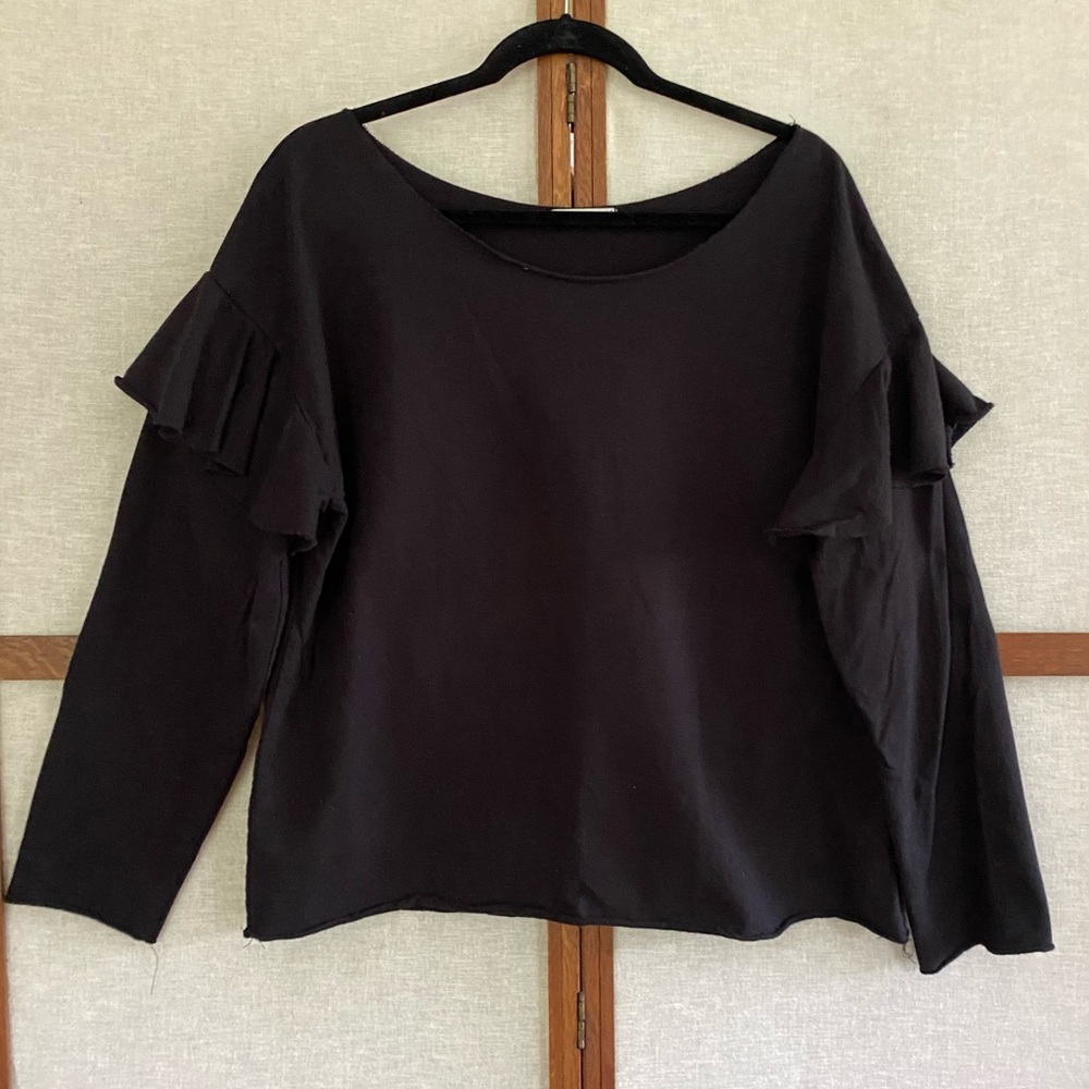Cotton On Black Ruffle Shirt - Medium